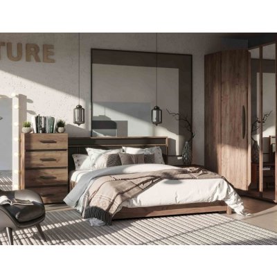 Кровать Nature Люкс с ПМ 180х200 Дуб табачный Craft Глазов фото 7