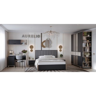 Кровать Aurelio 140х200 с основанием Антрацит