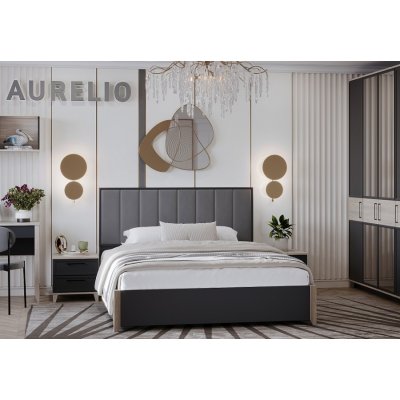 Кровать Aurelio Люкс 140х200 с ПМ Антрацит