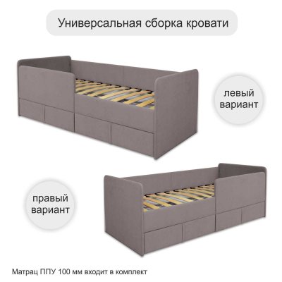 Детская кровать Апрель 70х160 с ящиками Меган 10 Кофе
