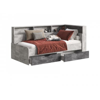 Кровать Юта 80х180 Бетон светлый/Бетон темный