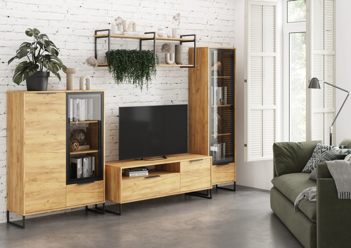 Модульная гостиная LOFT Дуб Крафт Золотой Стиль