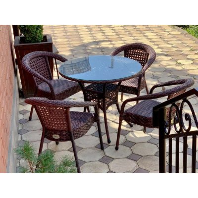 Айко Комплект из искусственного ротанга DECO Стол круглый 80 и 4 стула Шоколад