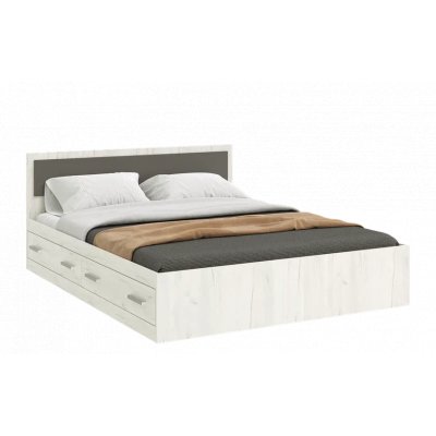 Миф Кровать Фиеста NEW 160х200 с ящиками Дуб Крафт Белый/Графит