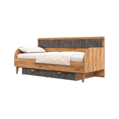 Миф Кровать Сиена с ящиками 80х200 Дуб Крафт/Железный камень
