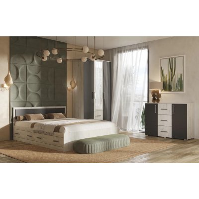 Миф Спальный гарнитур Фиеста NEW Дуб Крафт Белый/Графит